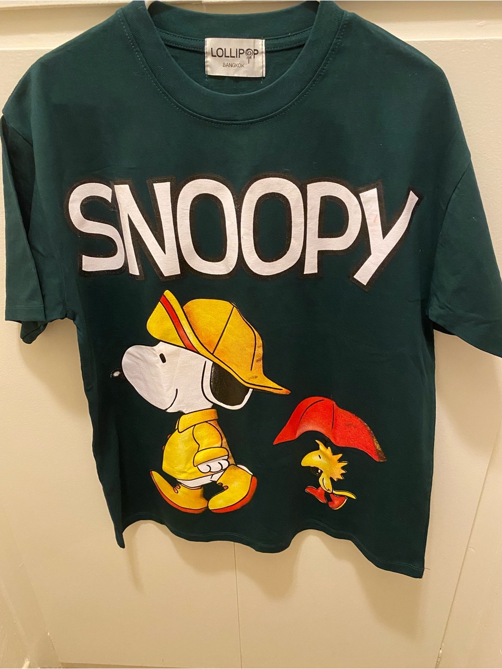 Snoopy Graphic Tee - Dark Green with Yellow Print